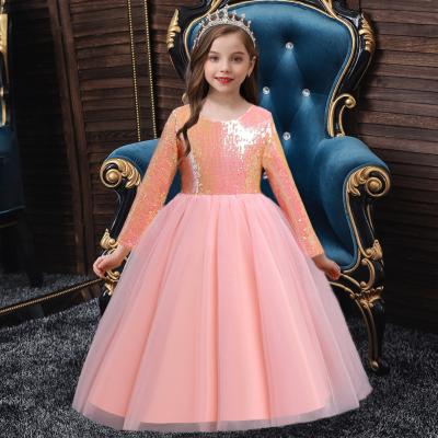 China Sleeveless Drop Shipping OEM &ODM Girls Dress Puffy Princess Dress Mermaid Princess Cosplay Long Sequined Skirt Party Dress for sale