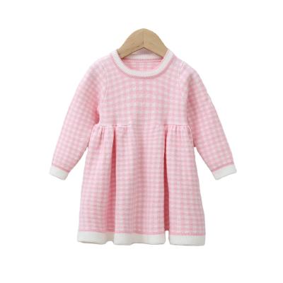 China Anti-wrinkle Toddler Baby Knit Sweater Dress Kids Cute Solid Long Sleeve Dresses Autumn Winter Top Warm Outfits Clothes for sale