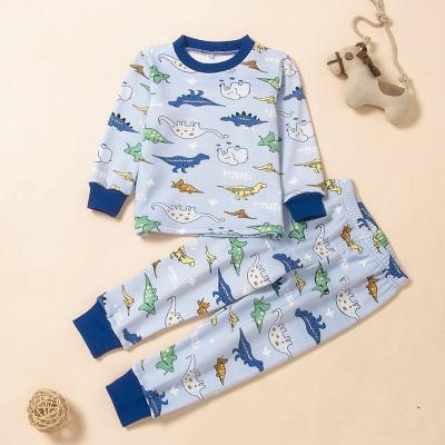 China Wholesale Breathable Kids Suit Plus Velvet Round Neck Yarn Autumn Winter Children Clothing Sets Boys Cartoon Pajamas for sale