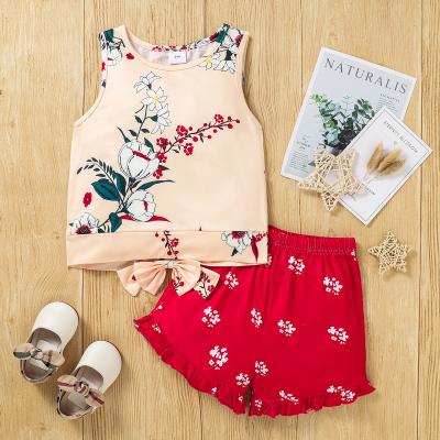 China Casual Customize Summer Baby Outfit Tops + Shorts Toddler 2pcs Kids Boutique Sleeveless Clothing Set for sale