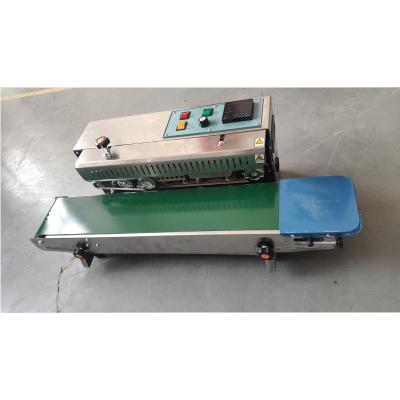 China Continuous Food Belt Sealer For Plastic Bags With DF900 Mini Conveyor Belt Bag Sealers With Date Printing for sale