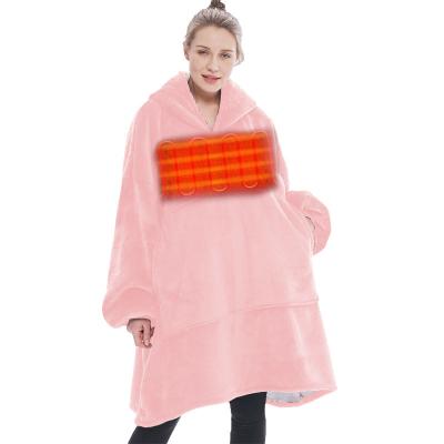 China Free Sample Anti-Static OEM/ODM Shear Wearable Electric Warm Relax Blanket Heated Hoodie Cover for sale