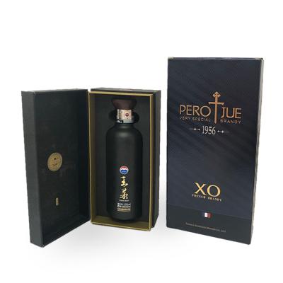 China Recyclable Custom Luxury Embossed Gold Foil Logo Printing Rigid Cardboard Single Whiskey Bottle Glass Gift Paper Packaging Magnetic Wine Box for sale