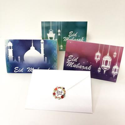 China Muslim Eid Mubarak Greeting Cards Europe Wish Eid Al-Fitr Invitation Cards Envelope With Sealing Gift Decoration for sale