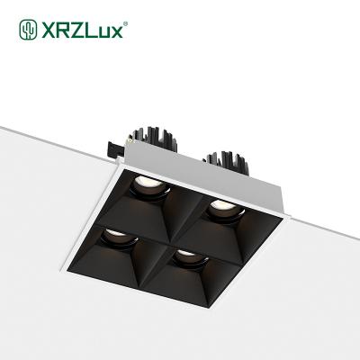 China XRZLux Modern Modern Room Decor Four Heads Frameless LED Downlight Recessed Aluminum COB LED Light Ceiling Adjustable Spotlight for sale