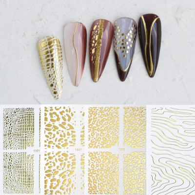 China 6 Joyful Colors Waterproof+Eco-friendly Diverse Nail Art Stickers DIY Nail Art Transfer Decals Gold Decoration 1329-1348 for sale