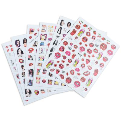 China Easy Apply Beautiful Nail Art Decorations Decals 2021 New Arrivals HAPPY Heart 3D Valentine Nail Art Stickers Lips for sale