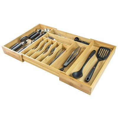 China Tools Wholesale Bamboo Kitchen Flatware Drawer Organizer for sale