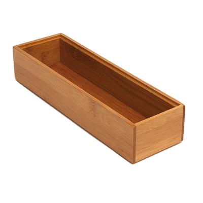 China Building Renewable Resource Sustainable Stackable Bamboo Drawer Organizer for sale