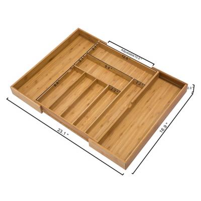 China 100% Pure Viable Bamboo Expandable Adjustable Cutlery Tray Organizer Drawer for sale