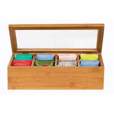 China High Quality Custom Freshness Storage Tea Organizer Bamboo Acrylic Glass Lid Box Tea for sale