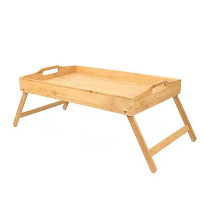 China Bamboo Foldable Serving Kitchen Dinner Food Laptop Breakfast Tray Bed for sale