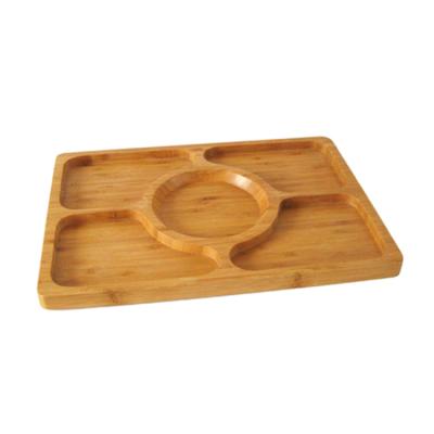 China Contemporary Healthy Snack Bamboo Serving Set Sustainable Small Wooden Food Tray for sale