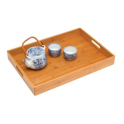 China Solid Natural Kitchenware Handles Bamboo Fiber Serving Tray for sale