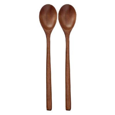 China Custom Viable Logo Wooden Soup Spoon Japanese Tableware Long Handle for sale