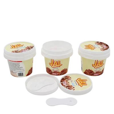 China Custom Logo Disposable 4oz IML /Eco Friendly /Recyclable /Durable /Microwavable Disposable Ice Cream Packing Containers Polystyrene Ice Cream Containers With Obvious Tamper for sale