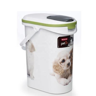 China Sustainable Cheap Eco Goods Logo Printed White Custom Disposable IML Packaging 10L PP Plastic Dog Food Container for sale