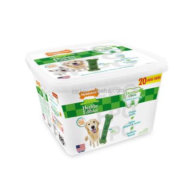 China Customized Eco Friendly Wholesale Disposable 3.5L Square PP IML Dog Food Container Dog Packaging Plastic Box for sale