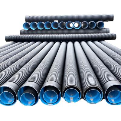 China Durable HDPE Pipe Plastic Double Wall PE Pipe Black Spiral Corrugated Culvert Pipe for sale