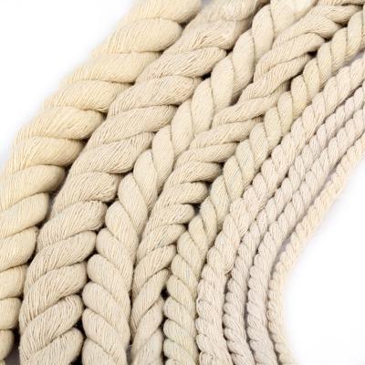 China Jute Yarn Cotton 3 Strand Twine Organic Natural Viable Macrame White Rope Braided Jute Rope For Bags Door Mats Curtain for sale