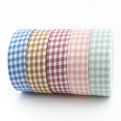 China Viable Linen Tape Hemming Black And White Checkered Ribbon For Christmas Gift Wrapping for sale