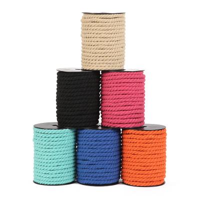 China Sustainable Wholesale 3mm 4mm 5mm Soft 6mm Macrame Braided Rope Cotton Cords For Craft for sale