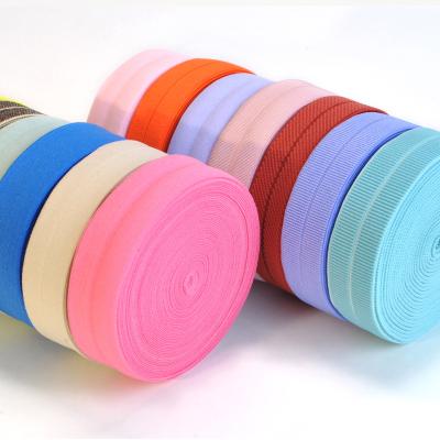 China Factory wholesale plain elastic shiny nylon elastic binding colorful fold over elastic band for pants sportswear for sale