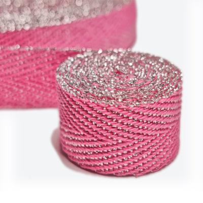 China Durable Jacquard Woven Cotton Knitted Ribbon Ply Binding Metallic Herringbone Strap for sale