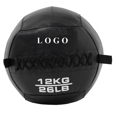 China Arm Fitness Ball Black 12kg PVC Medicine Balls Wall Training Ball For Fitness And Body Building for sale