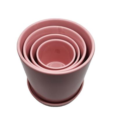 China Matt Surface Cylinder Succulent Modern Ceramic Pots for Indoor Tabletop Common Planters for sale