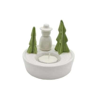 China Mini Desktop Ceramic Christmas Tea Light Candle Holder Around Votive Candle Holder for Home Decoration for sale