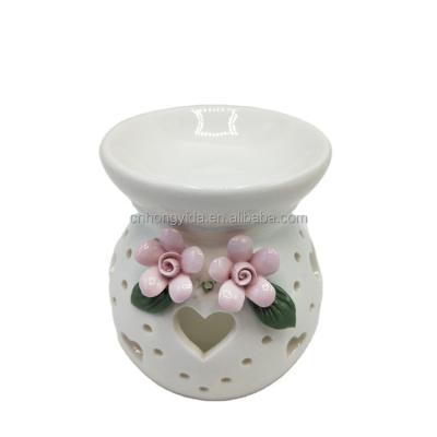 China Oil Burner Ceramic Valentine Flower Wax Burner Censer for sale