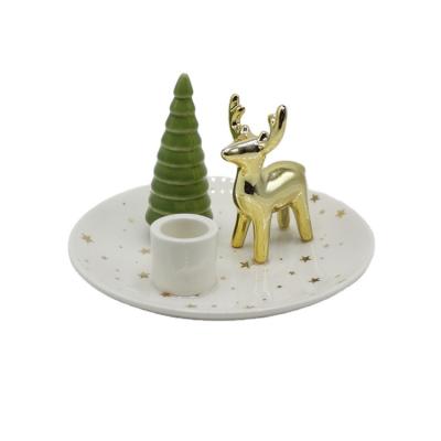 China 2019 Home Decoration Ceramic Christmas Mini Candle Holder Home Decoration for sale