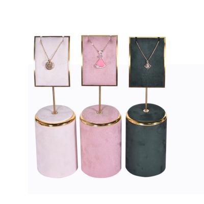 China Handmade Wholesale Custom PU Leather Necklace Fashion Bust Display Shelf Store Rack Jewelry Pendant Display For Bust Metal Display for sale