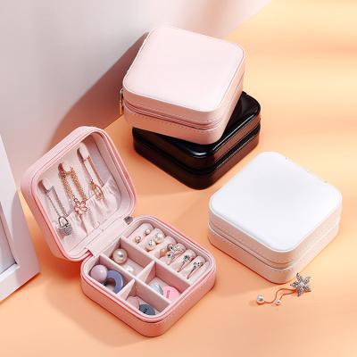 China Luxury Packaging Small Ring Earring Necklace Pu Jewelery Case Travel Jewelry Box Leather Jewelry Organizer for sale