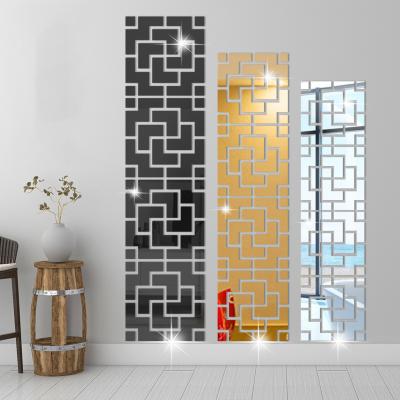 China Minimalist 4pcs Factory Customized Decor Home Decor Laser Cutting Acrylic Square Mirror Wall Sticker for sale