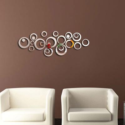 China Decorative Sticker In Stock Silver Acrylic Rings DIY Home Decor Mirror Stickers Wall for sale