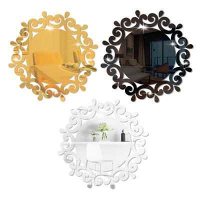 China Hot Selling Modern Acrylic Decorative Sticker Bathroom Corridor Decoration Gold Mirror Wall Sticker for sale