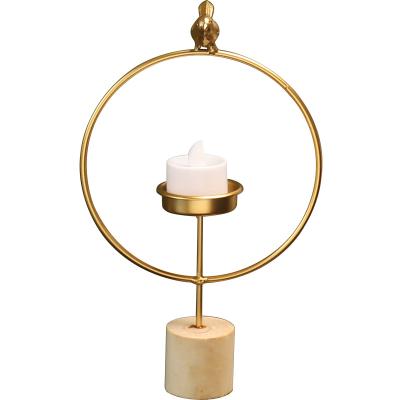 China Nordic Wholesale Modern Gold Metal Round Candle Holder For Home Office Decoration for sale