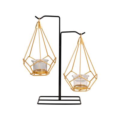 China Wholesale Nordic Modern Metal Gold Home Decorative Hanging Candle Holder for sale