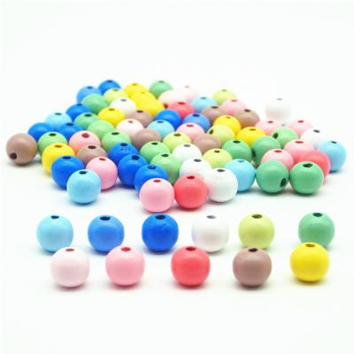 China Diy Jewelry Making Candy Color DIY Wrislet Necklace Accessories Round Wooden Colorful Beads for sale