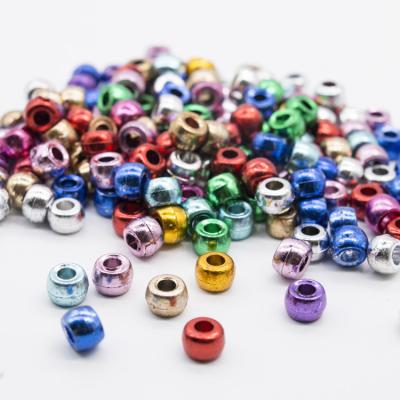 China Wholesale Age 3+ Loose 6mm x 9mm Pony Multicolor Plastic Acrylic Metal Beads For DIY Jewelry Making for sale