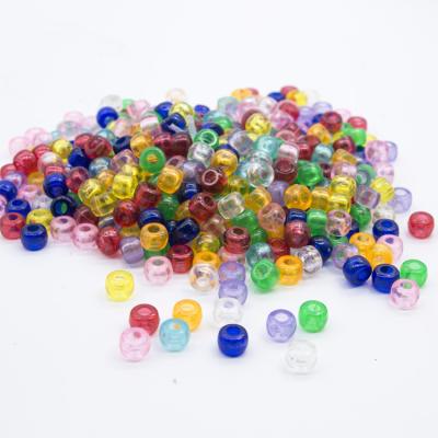 China Age 3+ 6mm x 9mm Pony Loose Multicolor Plastic Acrylic Transparent Beads For Diy Crafts for sale