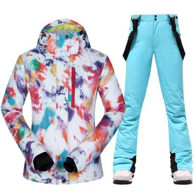 China Breathable Waterproof Windproof Female Ski Jacket And Pants Strap Winter Ski Suit Women Brands Winter Sportwear Snow Set Snowboarding Suits for sale