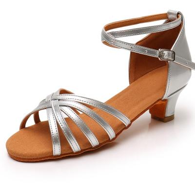 China Fashion/Latin Dance Sandal Girls Silver Open Comfortable/Durable PU Small Toe Ballroom Female Salsa for sale