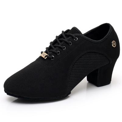 China Wholesale Breathable/Soft/Comfortable Oxford Cloth Mesh Ladies Sport Dance Shoe Black For Latin Woman Dance Shoes for sale