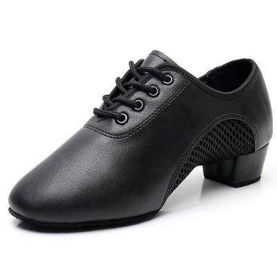 China Fashion/Comfortable/Durable Men's Single Color Soft Leather+ Mesh Dance Training Shoes for sale