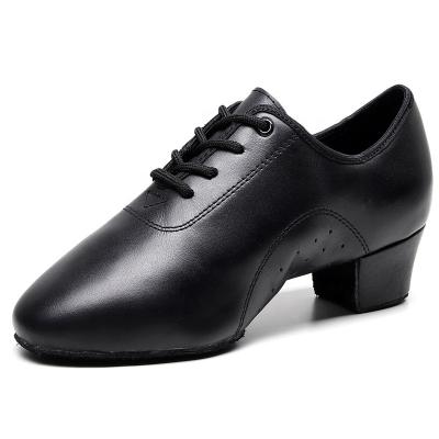 China Fashionable/Comfortable/Durable Hot Selling Black Top Layer Cowhide Dancing Shoes Mens Good Quality Leather Trim Mens Latin Dancing Shoes for sale