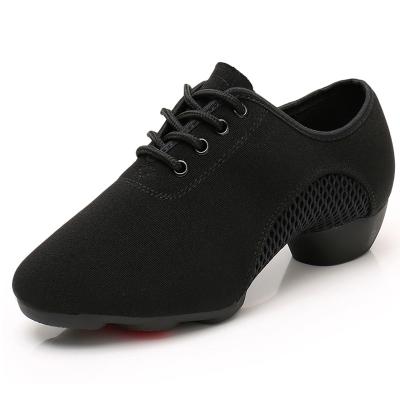 China Women Upper Breathable/Soft/Comfortable Black Oxford Cloth Wholesale Braid Ventilation Rubber Outsole Soft Unique Modern Dance Shoes for sale