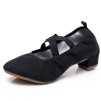 China Factory Wholesale Square Jazz Shoes Ladies Canvas Breathable Fitness Sports Soft/Comfortable/Lightweight Dancing Shoes for sale